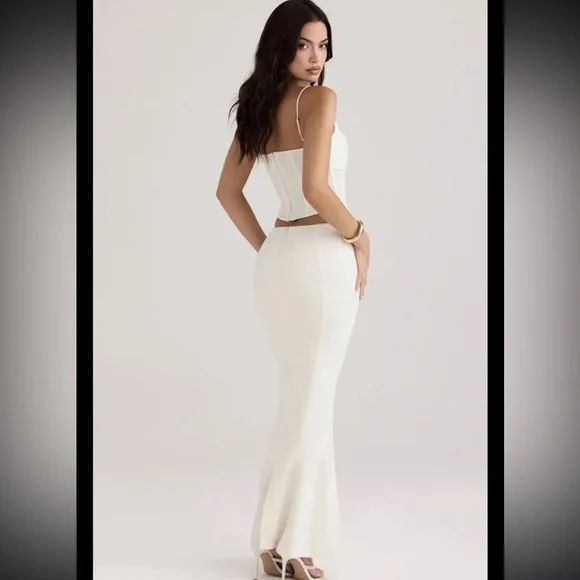 HOUSE OF CB - ‘Paloma’ Ivory Corset Maxi Dress - Size S 4/6 - Picture 2 of 10